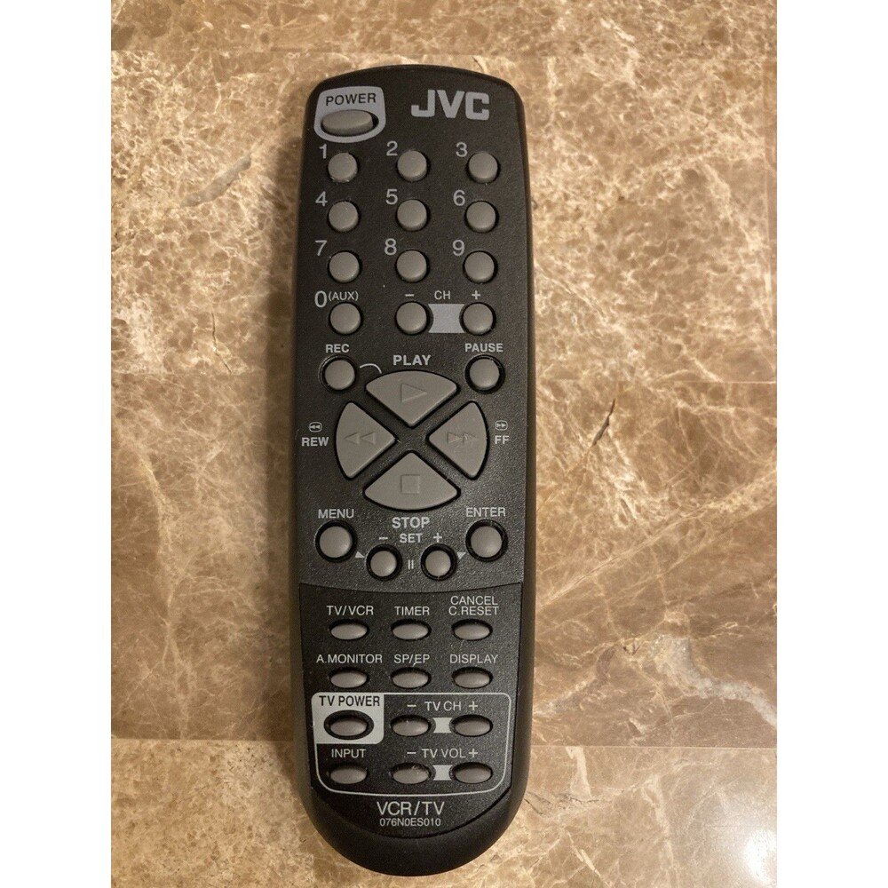 JVC VCR TV Remote Control 076N0ES010 RC 08H3C Tested WORKS Replacement